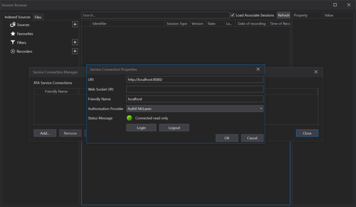 ATLAS Session Browser - Adding a connection